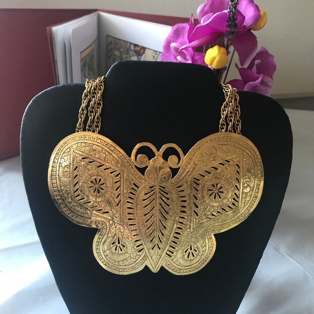 Pauline Rader Butterfly Statement Necklace 1960s